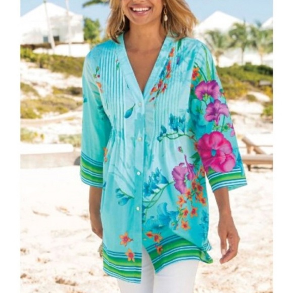 Soft Surroundings Tops - Soft Surroundings tropical floral tunic Size Small